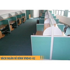 VÁCH NGĂN KHUNG NHÔM BỌC NỈ KÍNH VND45-02