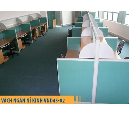 VÁCH NGĂN KHUNG NHÔM BỌC NỈ KÍNH VND45-02